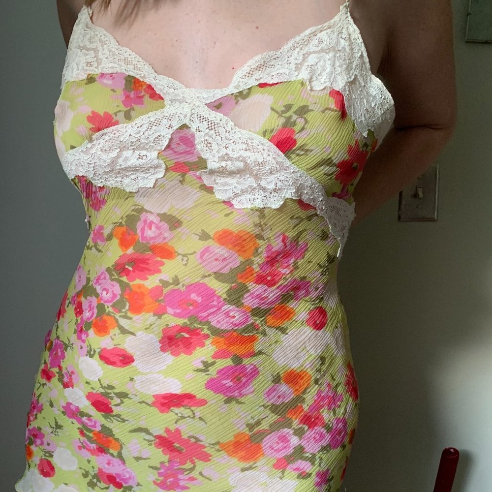 Sak's Fifth Avenue chemise Small - floral negligee | silk déshabillé silk teddy